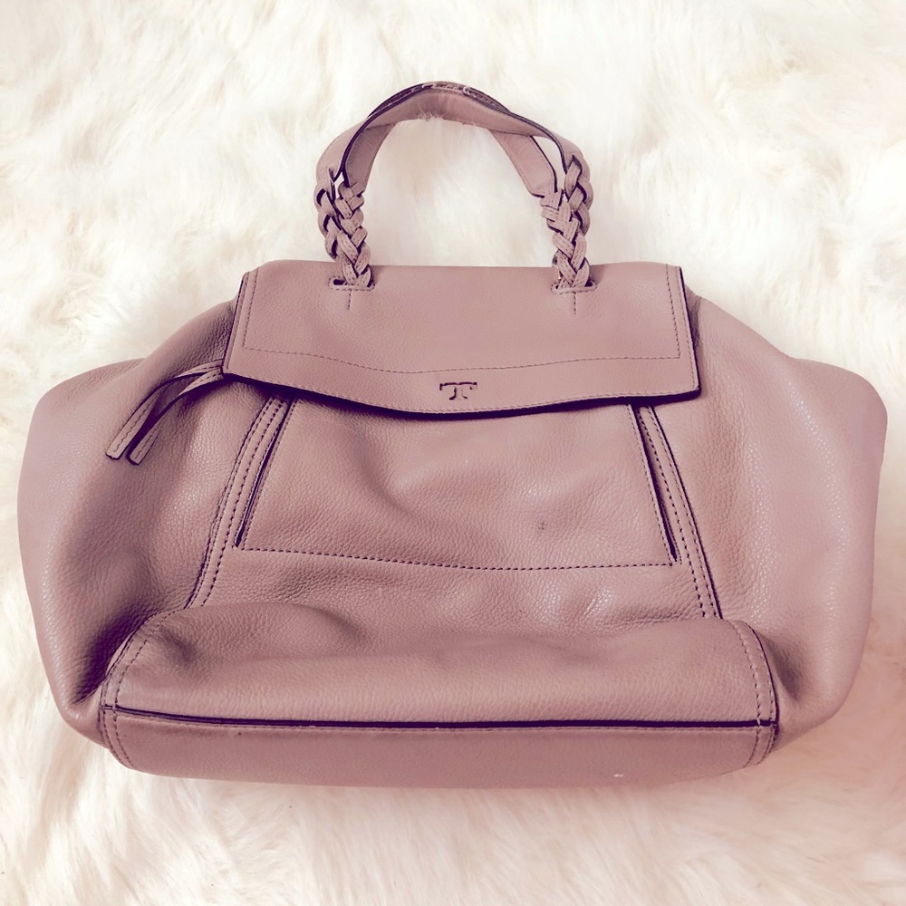 Tory Burch French Gray Half Moon Satchel
